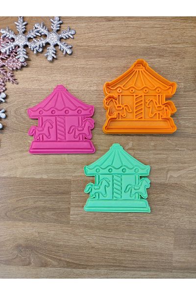 Maflen Christmas New Year Carousel Carousel Carrousel Cookie Mold and Dough Shaper