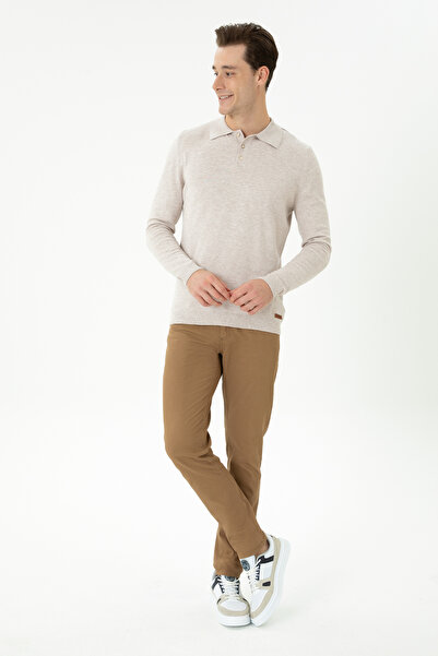 U.S. Polo Assn. Men's Slim Fit Camel Canvas / Chino Trousers 50275828-Vr015