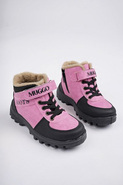 MUGGO Παιδικές μπότες Trudy Guaranteed Cold Resistant Fur Velcro and Lace Up