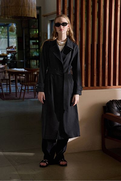 BE BLUE Black Lyocell Trenchcot