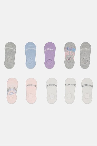 Danskin Kids Girl 10 Pairs Brand Logo Foot Socks, Multicolor
