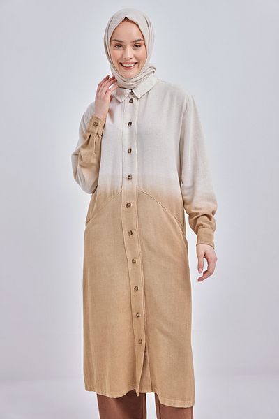 ALLDAY Mink Gradient Linen Shirt Tunic