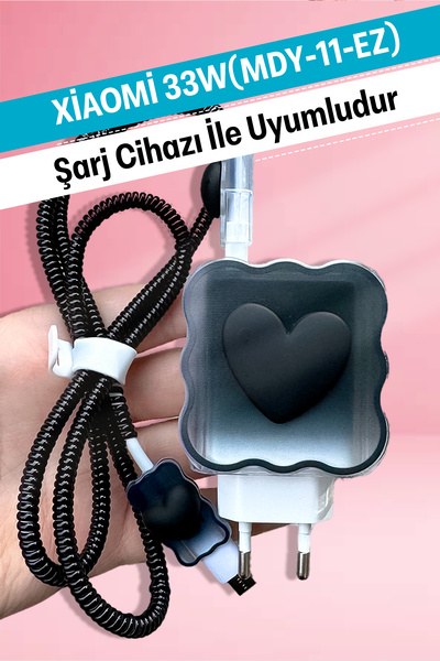 WANNA PROTECT Xiaomi 33W Uyumlu Şeffaf Şarj Başlığı Adaptörü Koruma Redmi Kab...