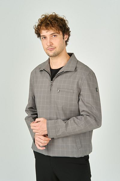 LUCAS Men's Plaid Shirt Collar Seasonal Sports Coat 3718 Gray
