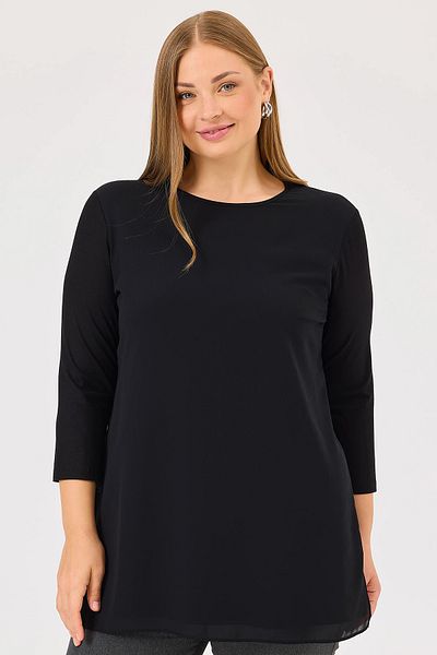 Gala-Xi Galaxi 4003 Black Round Neck Large Size Tunic