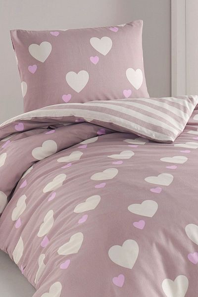 Eponj Home Комплект завивки за единична детска завивка - Herz Rose Dusty