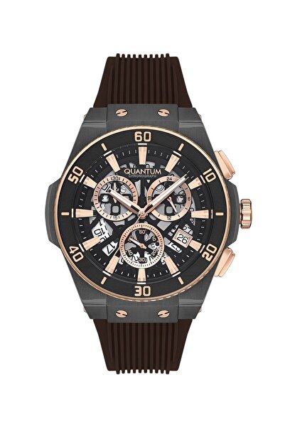 Quantum PWG1129.042 Quartz Kronograflı Silikon Kahverengi 47 mm Erkek Kol Saati