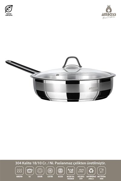 Amboss Ambos Saphire Stainless Steel Pan with Glass Lid 22 cm