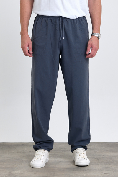 COMBINE Erkek Baggy Fit FÜME Keten Karışımlı Pantolon