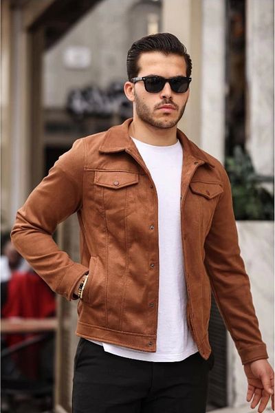 Booss Milano Men's Suede Tan Coat - Spring Style