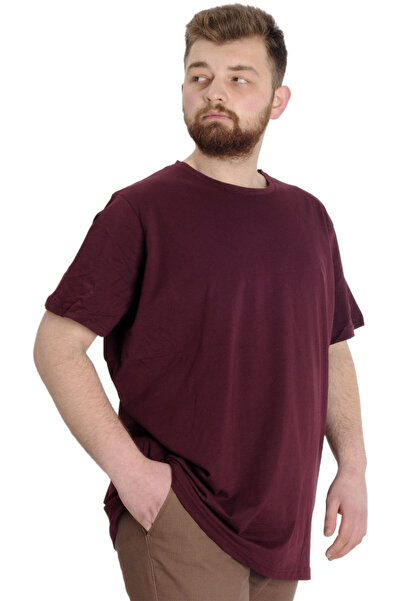ModeXL Ανδρικό μπλουζάκι Mode Xl Plus Size Crew Neck Basic 20031 Plum
