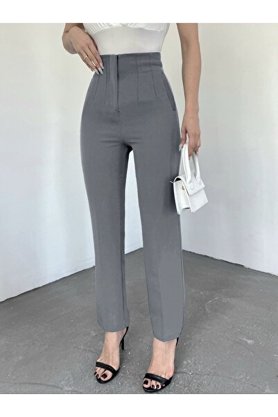 Modamorfo Zra Pleated Carrot Trousers -Grey