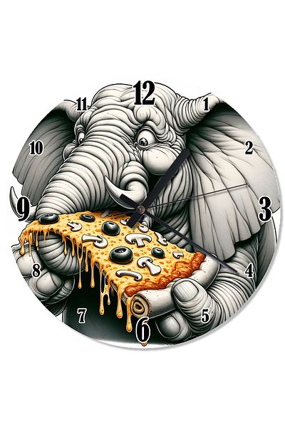 ekart Pizza and Elephant Design Wall Clock
