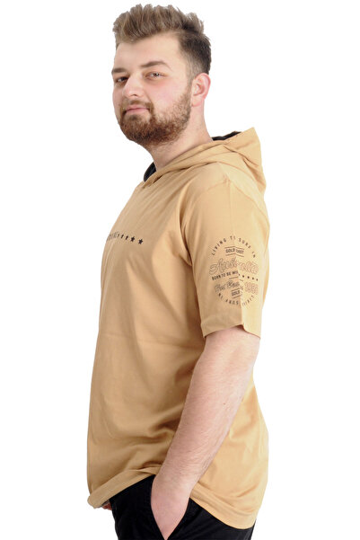 ModeXL Mode Xl Large Size Men's T-shirt Hooded Born To Be Wild 23122 Beige