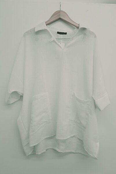 Ebsumu Extra Comfortable Large Size White Shirt Collar Blouse