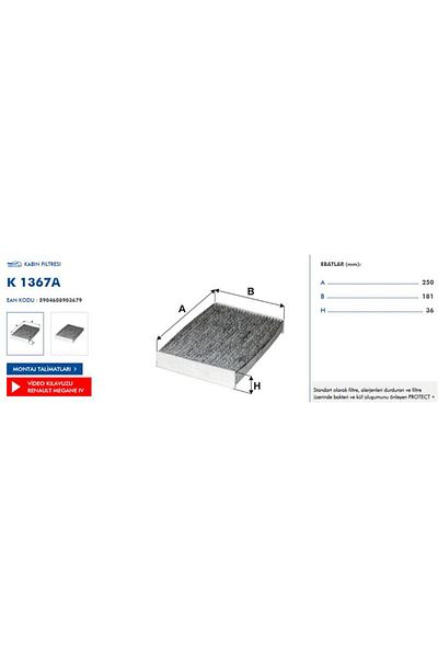 Filtron Cabin Filter for Nissan Qashqai, Renault Kadjar and Megane Iv Talisman - Carbon