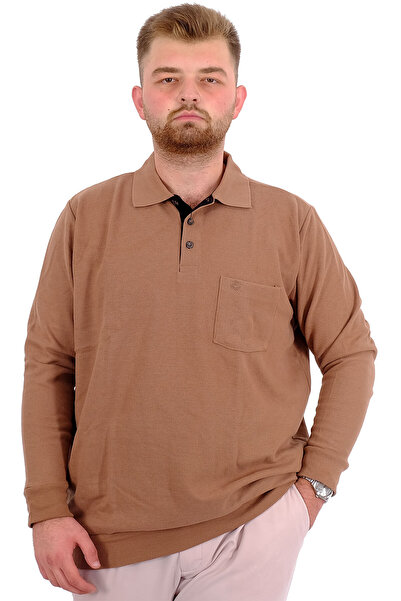 ModeXL Mode XL Μεγάλο μέγεθος Ανδρικό Sweat Polo Selanik Basic 20441 Καφές με γάλα