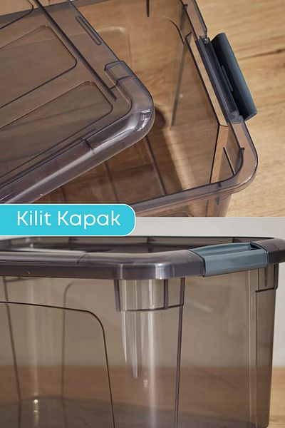 GRİMOR Life 6 Pieces Gray Storage Box - In-Cabinet Organizer, Organizer Container with Lock