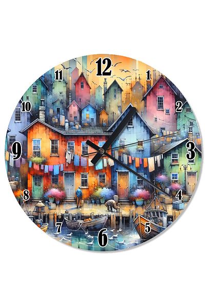 karizmart Colorful Houses Special Design Wall Clock