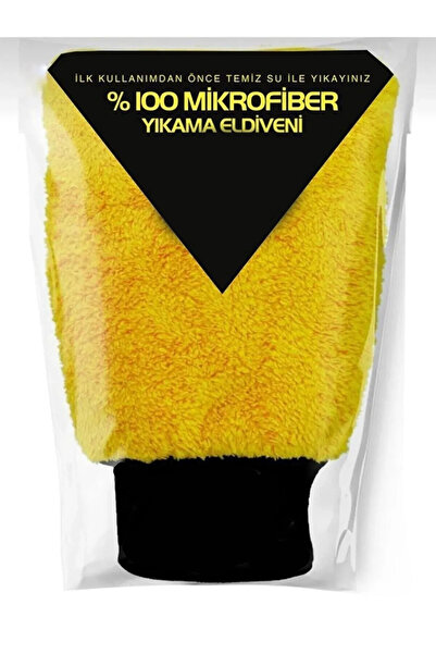 MeyZone Oto & Ev Yıkama Ve Cila Eldiveni Mikrofiber Araç Yıkama Eldiveni Sarı