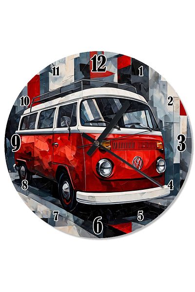 karizmart Red Caravan Printed Wall Clock