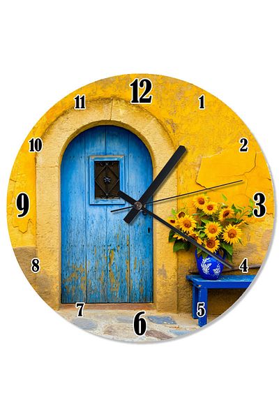 karizmart Blue Door Shaped Wall Clock