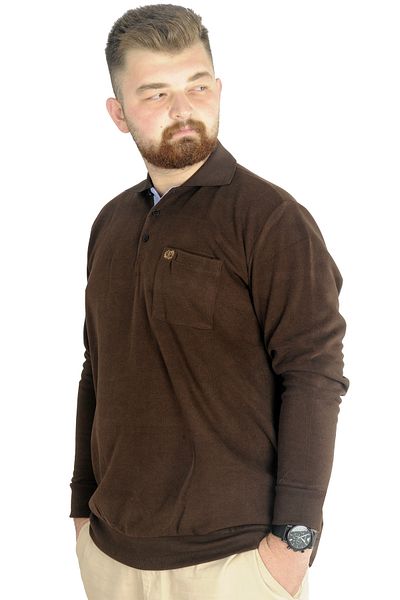 ModeXL Mode XL Μεγάλο μέγεθος Ανδρικό Sweat Polo Selanik Basic 20441 Καφές με γάλα
