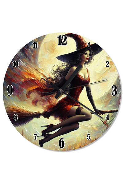 karizmart Flying Witch Design Wall Clock