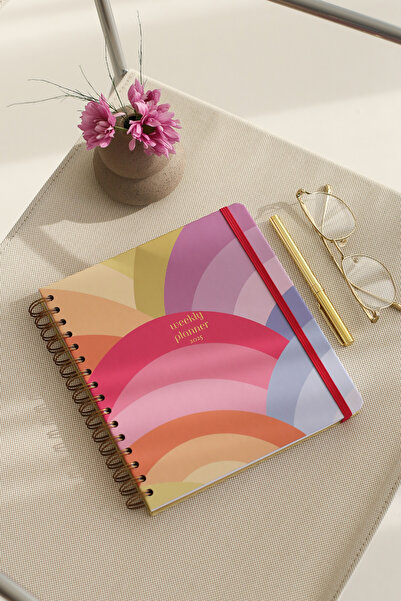 Matt Notebook 2025 Year Weekly Square Agenda - 12 Month Rainbow