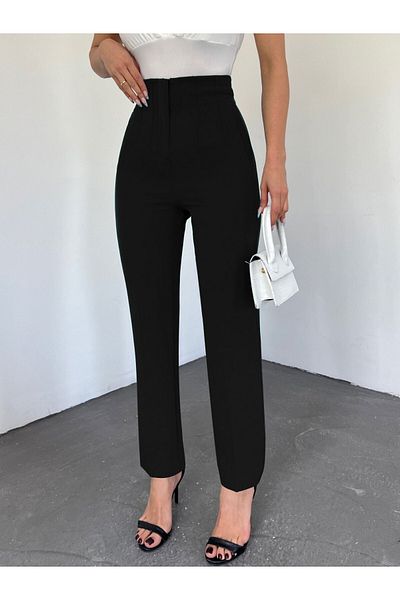 Modamorfo Zra Pleated Carrot Trousers -Black