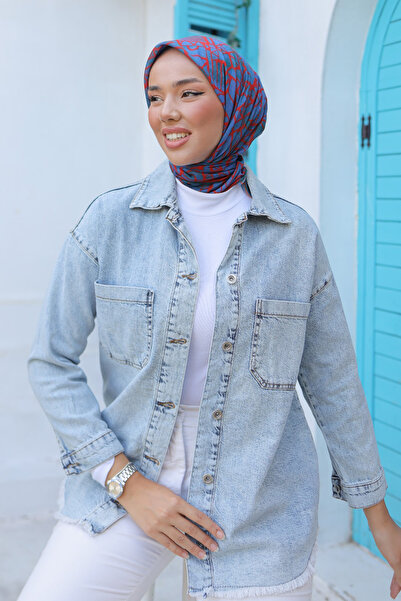 ÇEÇİM ЖІНОЧА ДЖИНСОВА КУРТКА З ПОДВІЙНИМИ КИШЕНЯМИ ТА БАХРОМОЮ ZYN-58735