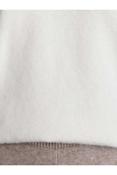 Dilvin 10640 Crew Neck Soft Textured Knitwear Sweater-Ecru