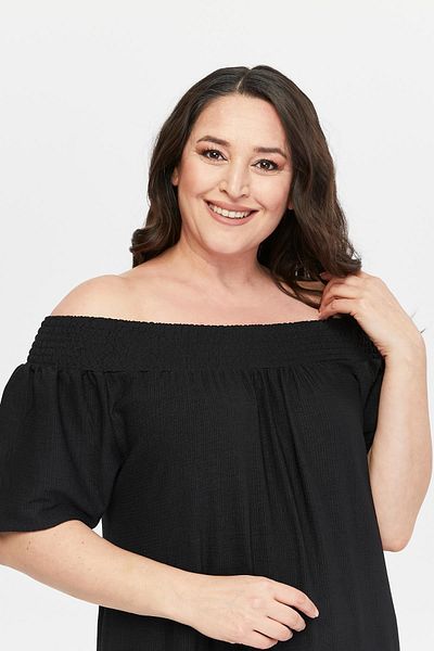 Ebsumu Μαύρο στράπλες φόρεμα Guipele Plus Size