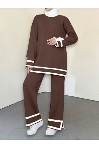 Modamorfo Σετ Πλεκτό Διπλό με Μανσέτες - Καφέ