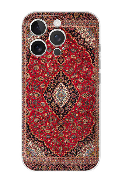 shoptocase iPhone 15 Pro Max Uyumlu Şeffaf Silikon Üstüne Vintage Halı Baskıl...