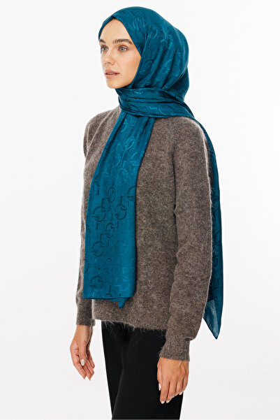 Mooncorn Γυαλιστερό ζακάρ σάλι με μοτίβο μπλε λαδιού Longar