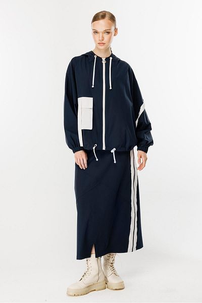 Ghisa Navy Blue Hooded Suit Set