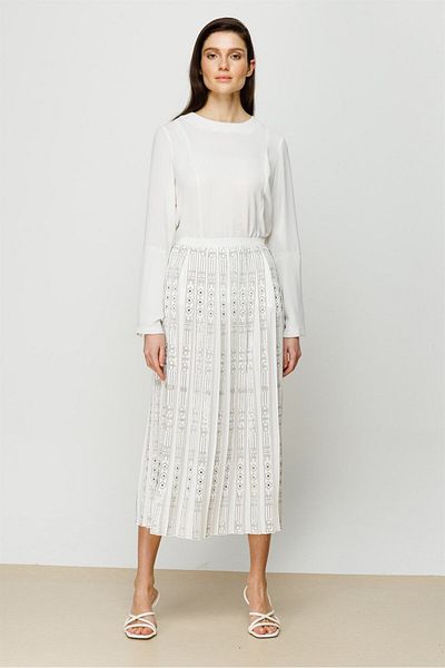 Ghisa Ecru Stone Detailed Skirt