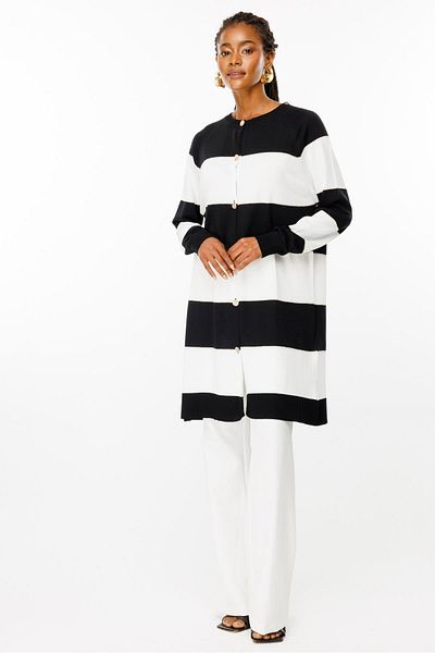 Ghisa Black-Ecru Knitwear Cardigan