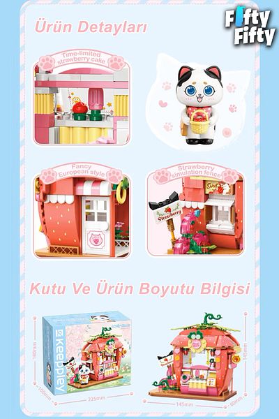 Vagonlife Cute Street Series - Strawberry Shop Toy Construction Set Ffk-28022 (350 Pieces)