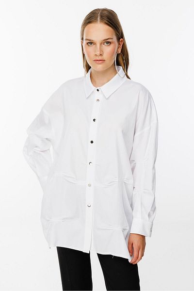 Ghisa White Tunic - Shirt Collar
