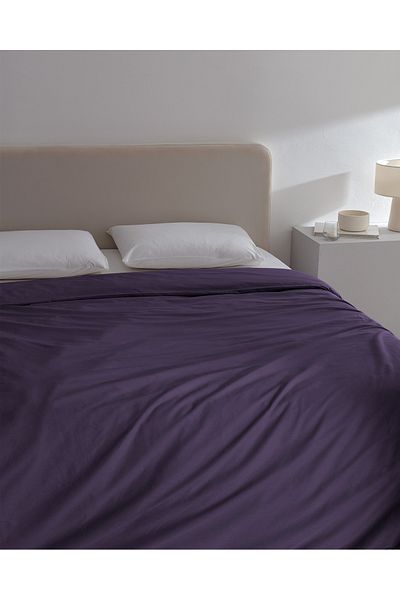 Madame Coco Manon Double 100% Cotton Ranforce Plain Quilt Cover - Purple