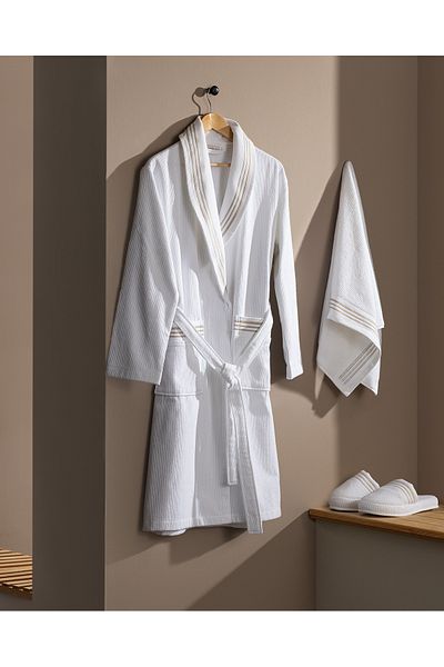 Madame Coco Delron Women's 100% Cotton Bathrobe Set - White - Luxury Collection