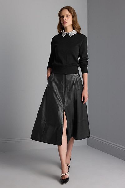 JOIN US Cămașă funcțională brodată cu piatră Pulover tricot negru