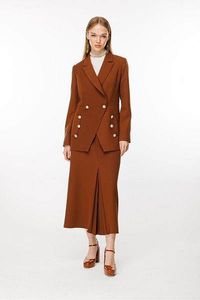 Ghisa Pocket Detailed Suit Brown