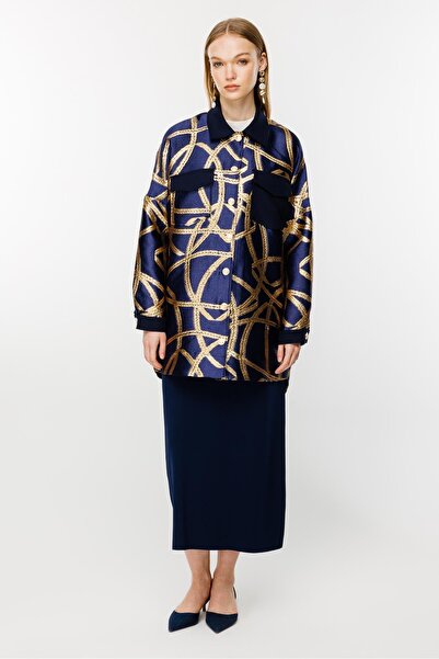 Ghisa Jacquard Jacket Dark Blue