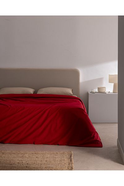 Madame Coco Manon Double 100% Cotton Ranforce Plain Duvet Cover - Red
