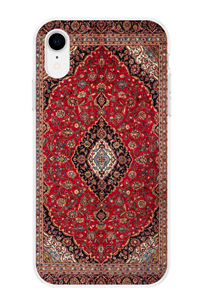 shoptocase iPhone XR Uyumlu Şeffaf Silikon Üstüne Vintage Halı Baskılı Telefo...
