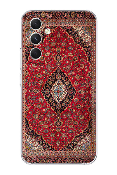 shoptocase Galaxy A54 Uyumlu Şeffaf Silikon Üstüne Vintage Halı Baskılı Telefon Kılıfı