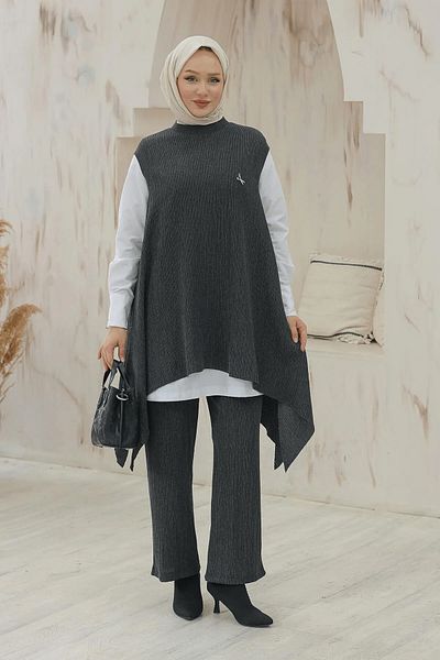Armine Armine Trendyarasa Patterned Shirt Collar Triple Set